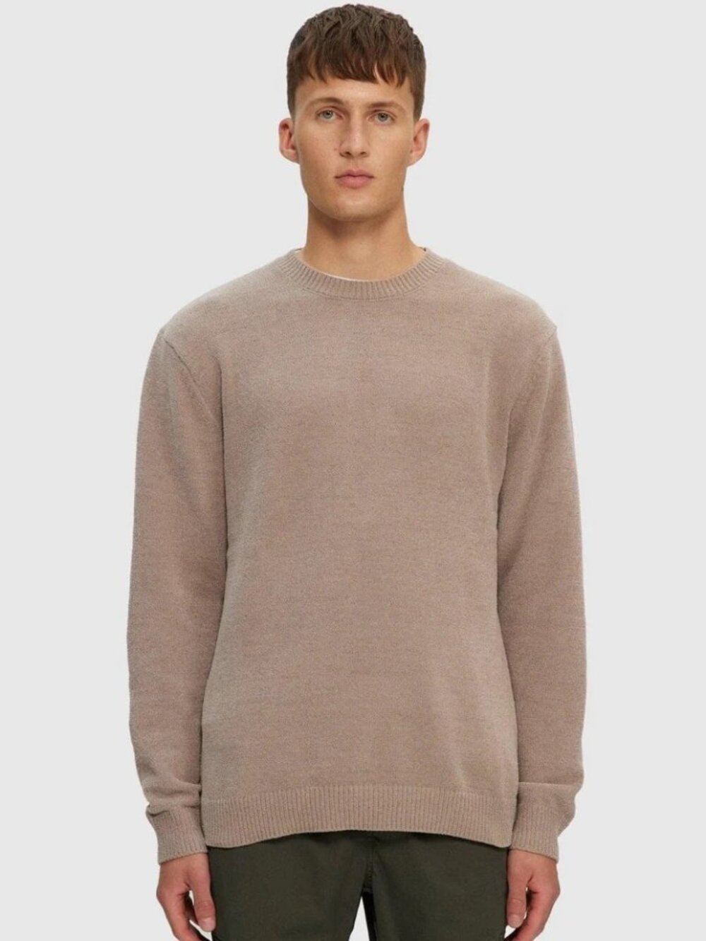 Kuwalla Beige Textured Knit Crewneck Sweater
